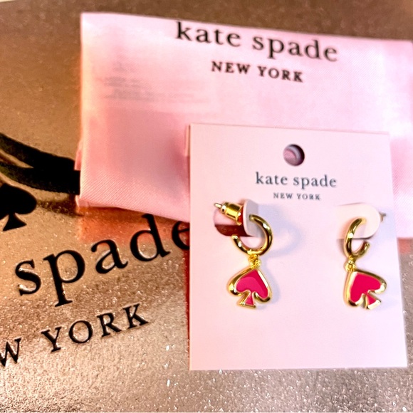 New w/Tags Kate Spade Pink Spade dangle Earrings - Picture 5 of 8